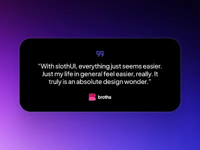 slothUI: World's Laziest Design System | Testimonial Slider Dark carousel carousel ui clean dark dark mode design system figma gradient minimal modern purple simple slider slothui soft testimonial testimonial ui ui ui design ui kit