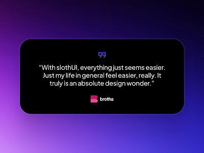 slothUI: World's Laziest Design System | Testimonial Slider Dark carousel carousel ui clean dark dark mode design system figma gradient minimal modern purple simple slider slothui soft testimonial testimonial ui ui ui design ui kit
