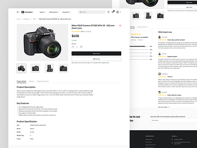E-commerce product page camera store ecommerce product design product page web design website