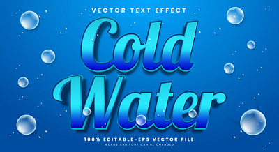 Cold Water 3d editable text style Template freeze