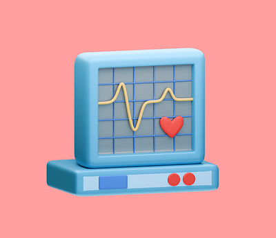 3D electrocardiograph (ECG) icon 3d 3d electrocardiograph icon 3d icon animation design doctor graphic design hospital illustration medical ui