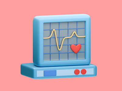 3D electrocardiograph (ECG) icon 3d 3d electrocardiograph icon 3d icon animation design doctor graphic design hospital illustration medical ui