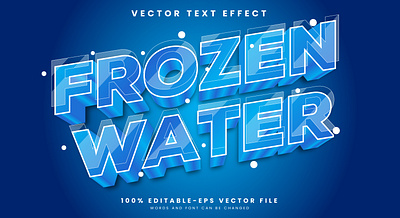 Frozen Water 3d editable text style Template frozen water