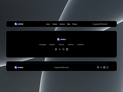 slothUI: World's Laziest Design System | Footer Layout UIUX Dark clean dark mode design system footer footer design footer layout footer section footer ui layout ui minimal modern saas slothui soft ui ui design ui kit web design website design website footer