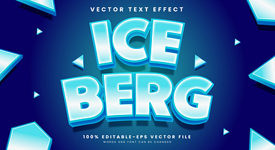 Ice Berg 3d editable text style Template glass