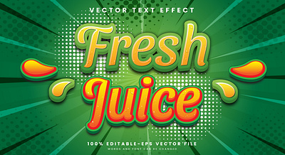 Fresh Juice 3d editable text style Template juicy background