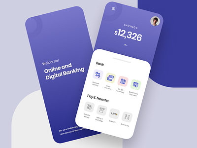 Online and Digital Banking - Mobile App banking bills blue theme digital digital banking digital money finance funds mobile app online banking online transfer paying bills transferring funds ui user friendly ux