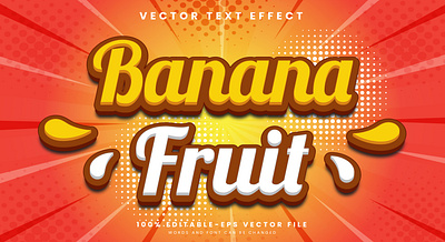 Banana Fruit 3d editable text style Template health benefits