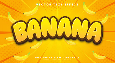 Banana 3d editable text style Template homemade
