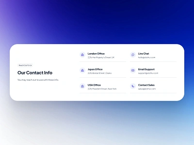 slothUI: World's Laziest Design System | Contact Info Layout UI blue clean contact info contact info ui contact information design system gradient grid ui layout ui minimal modern purple saas simple soft ui ui design ui kit web design website