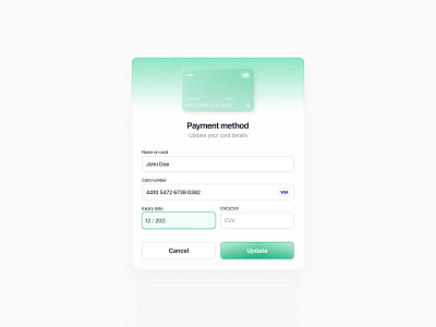 Update card details ✨ account bank banking black button card clean dailyui design figma gradient green minimal modal ui uiux update ux white