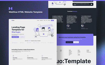 DUO - Landing Page Template for Startups & SaaS cloneable fintech flat illustration landing page one page site saas startup tech ui vector illustration webflow marketplace webflow template