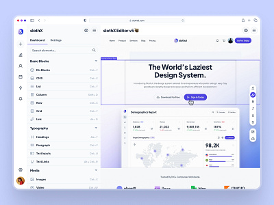 slothUI: World's Laziest Design System | No Code Web Builder UI clean dashboard dashboard ui design system gradient minimal modern no code web builder purple simple slothui soft ui ui design ui kit web builder web builder app web builder dashboard web builder ui website builder