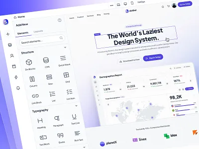 slothUI: World's Laziest Design System | No Code Web Builder UI clean dashboard dashboard ui design system figma gradient low code minimal modern no code no code web builder soft ui ui design ui kit web builder web builder app web builder dashboard web builder ui website builder