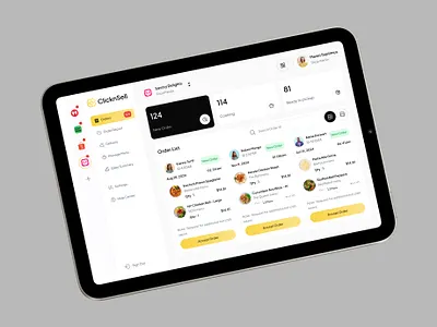 ClicknSell : Orders Page admin cashier cashier app cooking dashboard food app food order multi cashier online food order order order list order online payment ready to pickup uber