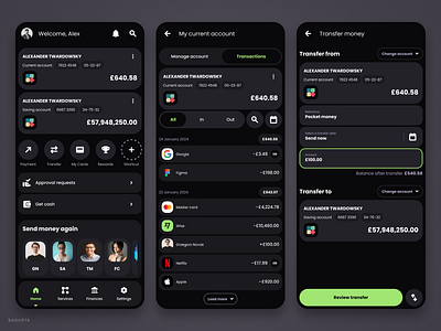 Mobile Banking App account app app design bank card banking banking app card app finance app fintech fintech app mobile banking payments savings transfer ui ui design user interface ux wallet app