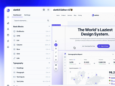 slothUI: Figma Design System for Gen Z | No Code Web Builder UI clean dashboard dashboard ui design system figma gradient minimal modern no code web builder purple simple slothui soft ui kit web builder web builder app web builder dashboard web builder interface web builder ui website builder