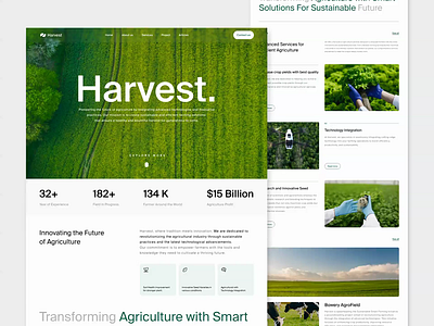 Harvest - Agriculture Landing Page Animation agriculture animation graphic design green home page interaction jitter landing page landing page animation modern farm motion motion graphics scroll ui animation web animation webflow website website animation