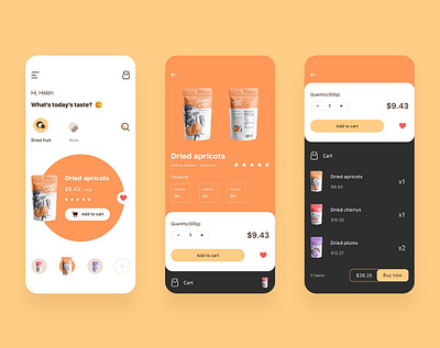 Dried Fruit Packaging App Design app design design dried fruit mobile app mobile app design mobile design ui ui design uiux