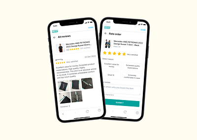 Rate & Review feature | eCommerce ecommerce mobile app order page rate rating review