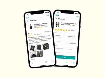 Rate & Review feature | eCommerce ecommerce mobile app order page rate rating review