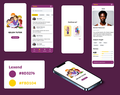 Qelem Tutor figma mobile app design mobile design ui design uiux uiux design