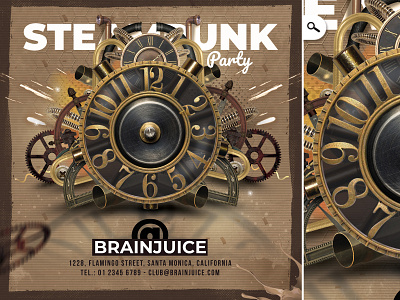 Themed Steampunk Party Flyer band newage sound template