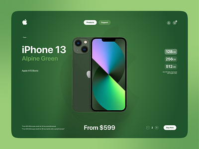 Apple iPhone 13 Alpine Green Product Page UI Design alpine green apple branding business website ecommerce ios iphone landing page product page ui ui ux uiux user experience user interface web design website design