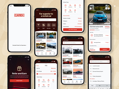 Carex™ — Rent easily with the rental car app design concept ✨ car car app car app design car rental app design rent app rental app taxi app uidesign uxdesign