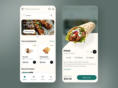 Meal Ordering App Design arab arab food arabic food bbq chicken delivery app doner fast food fluttertop food and drink food app food app design food app ui food delivery food delivery app koobideh mafroom laham meat mobile design restaurant app