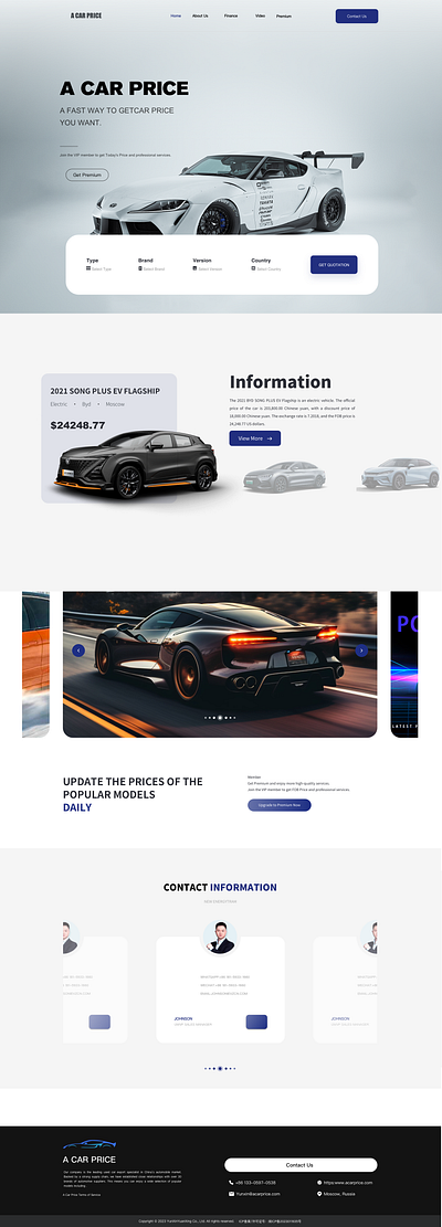 car trading website design typography