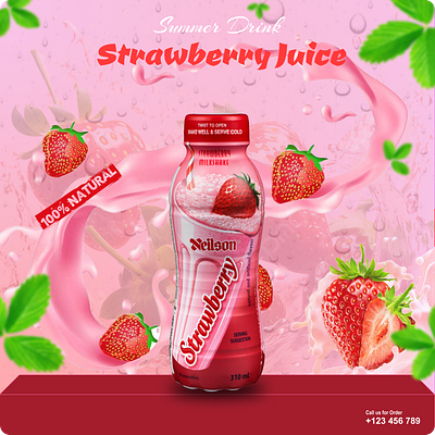 Strawberry Poster figma graphic design juice poster poster poster design
