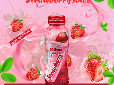 Strawberry Poster figma graphic design juice poster poster poster design