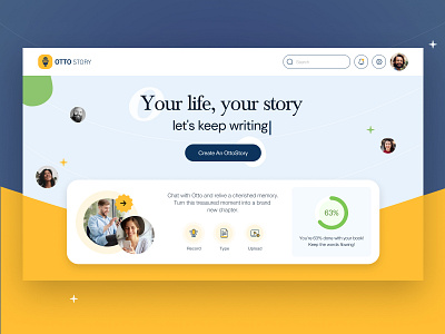 Story Book maker - AI Platform ai biographer artificial intelligence autobiography book creative design features modern story storytelling ui ux website writing