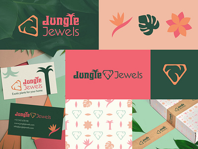 Jungle Jewels - Brand Identity brand design brand identity brand pattern branding color pallett flowers graphic design illustrator logo logo design logos packaging pattern design plants