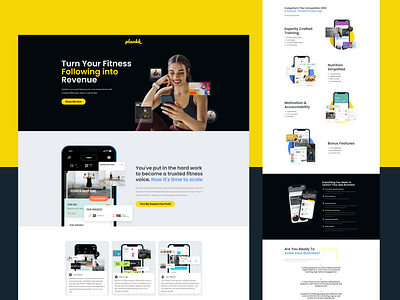 Fitness App Landing Page diet app fitness fitness app fitness traning gym landingpage online fitness onlinetraining ui yellow