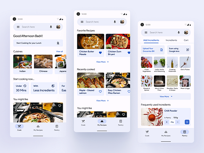 Google Food - Concept App for Cooking branding cooking app design figma google material you design recipe app ui ui design user research ux ux design