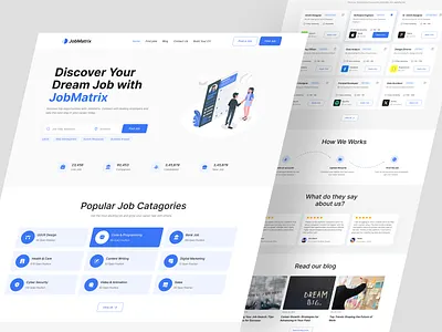 JobMatrix - Job Finder Landing page carrer hiring job job finder job finder website job listing job portal job search job seeker job site job website jobfinder landing page minimal remote web design webpage website website design work