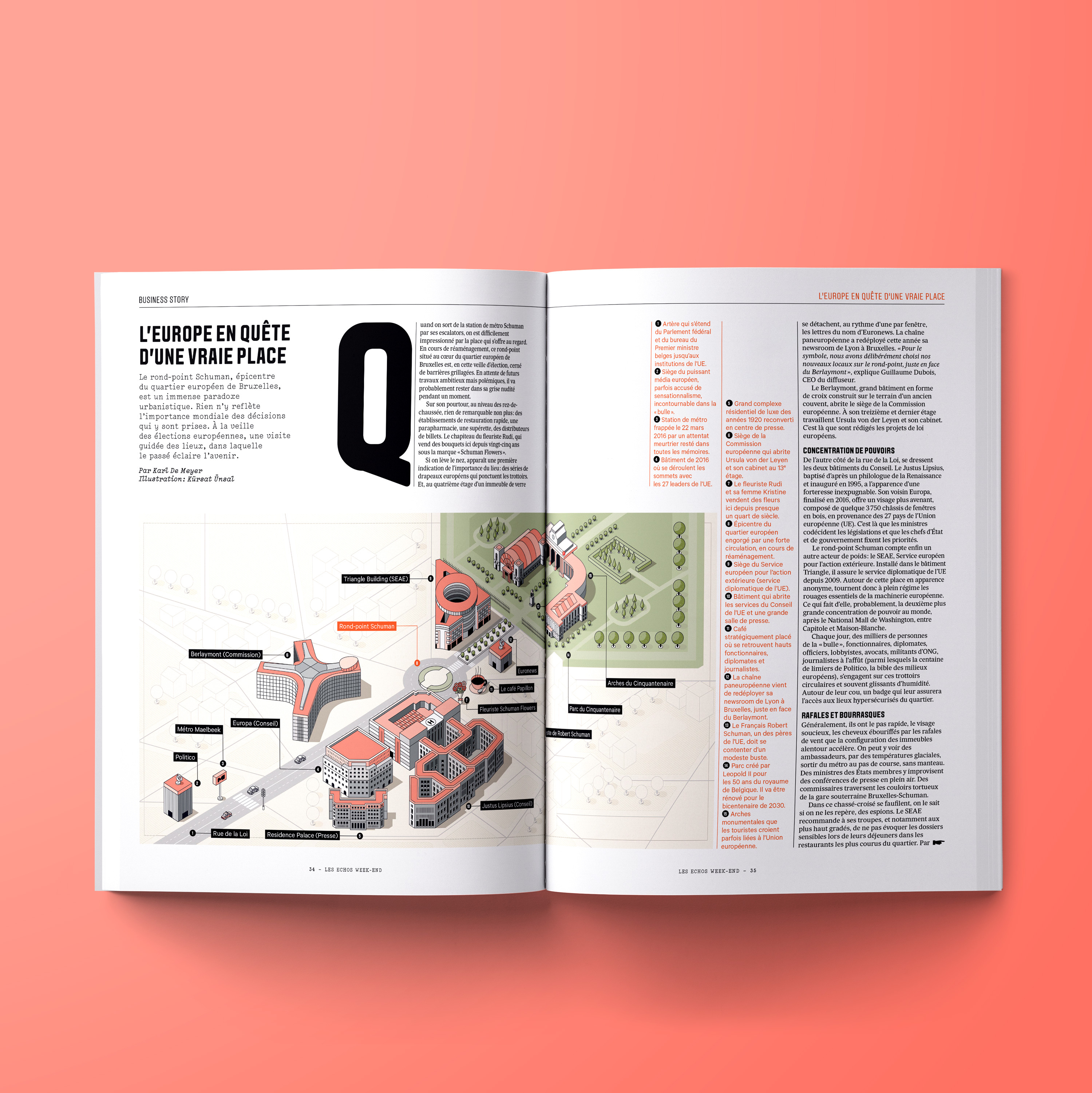 Robert Schuman Roundabout - Brussels belgium brussels editorial icon illustration isometric magazine robert schuman vector
