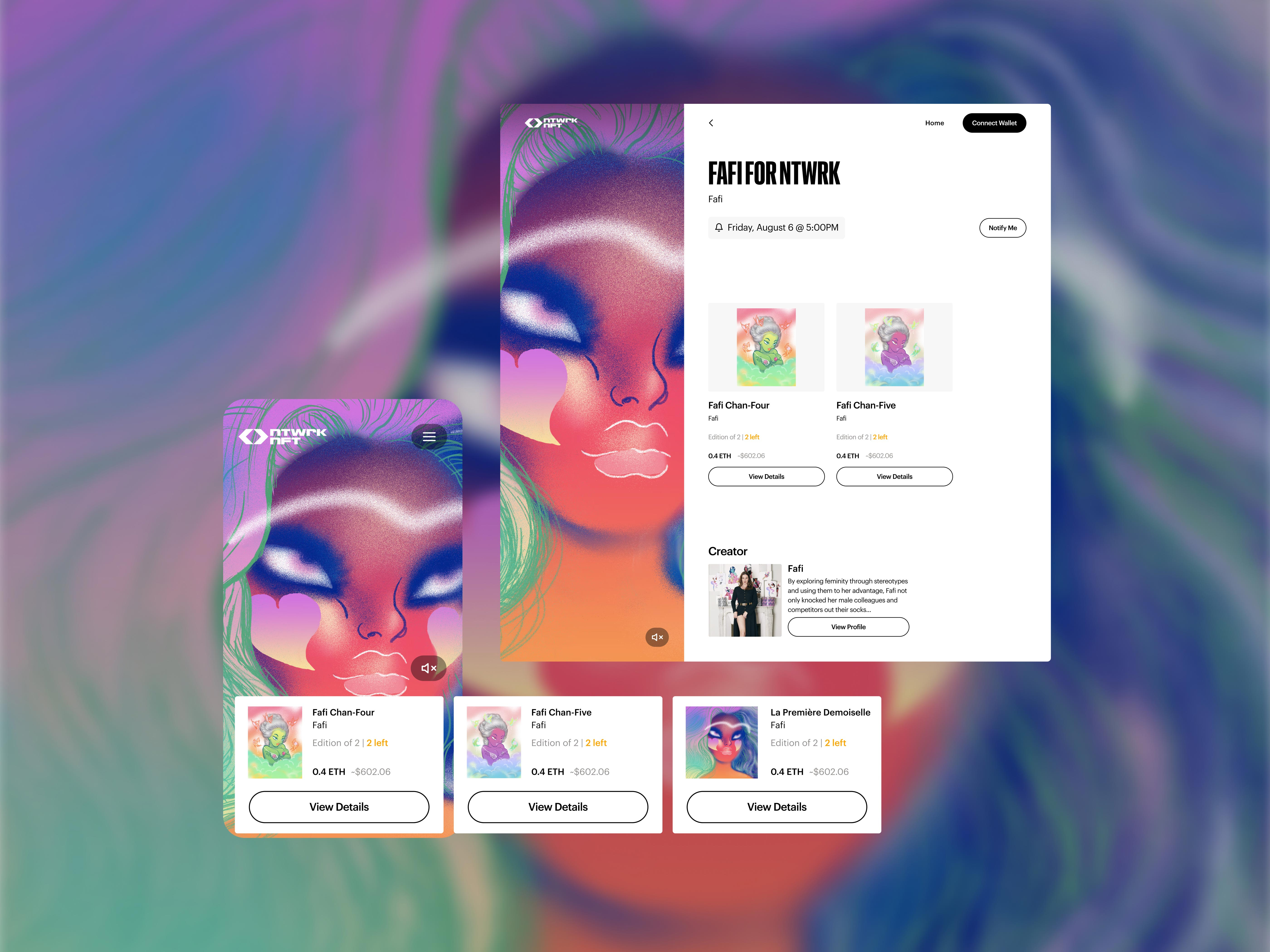 TheNTWRK - Art in NTWRK NFT Collection app design product design product strategy ui ux