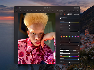 Lensa photo editor for MacOS app color design editor grading macos mask photo ui