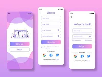 Mobile App Signup app design figma graphic design login signup ui userexperience userinterface ux