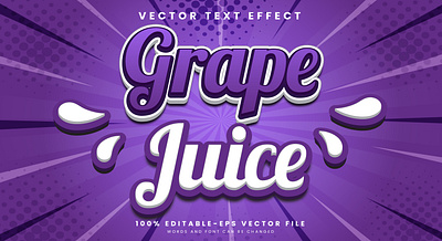 Grape Juice 3d editable text style Template eating