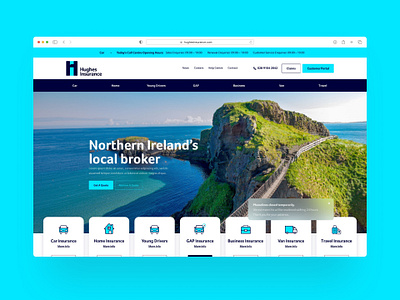 Hughes Insurance graphic design homepage insurance landing page ui web design