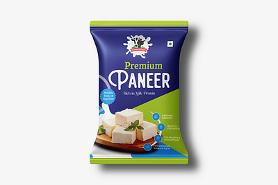 Paneer Pouch Design box design dairy packaging fmcg packaging food packaging indian paneer label design logo design mockup paneer paneer packaging paneer pouch paneer pouch design product design