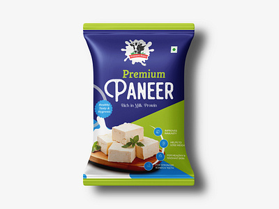 Paneer Pouch Design box design dairy packaging fmcg packaging food packaging indian paneer label design logo design mockup paneer paneer packaging paneer pouch paneer pouch design product design