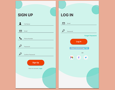 Login and Signup Page design login page signup ui