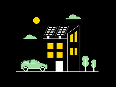 Green Future electric car energy future green energy green power icon illustration minimalist modern power renewable energy solar solar panel solar power vector graphics