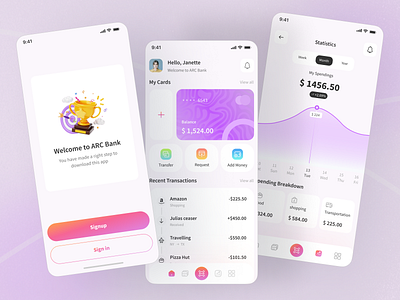 Mobile Banking App UI Kit bank app banking mobile app card financial app fintech free kit graph mobile app mobile banking app problem solving send money transaction ui ui kit ui ux design ui8 visual design wallet