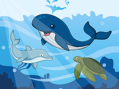 Sea Friends cartoon cartoon character cute design fish ilustration sea vector art